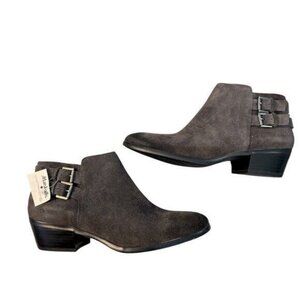 Sam Edelman Grey Suede Leather Ankle Boots Bootie Sz 7 NEW